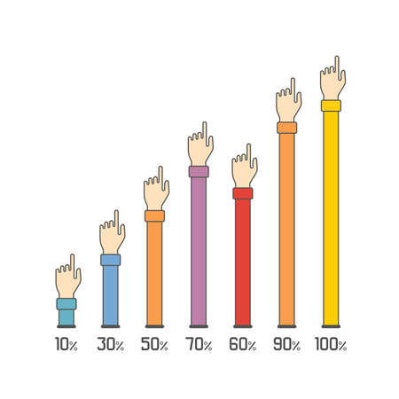 Abstract vector bar diagram infographic template in flat outline styleのイラスト素材