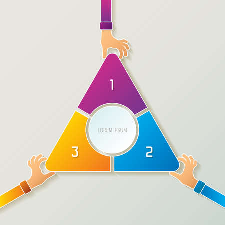 Abstract 3 steps infographic template in 3D style for layout workflow scheme, numbered options, chart or diagramのイラスト素材