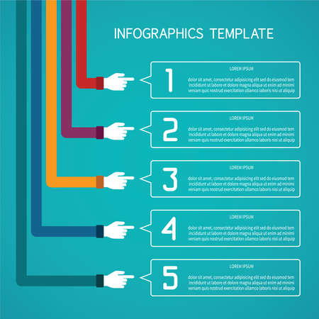 Abstract 5 steps infographic template in flat style for layout workflow scheme, numbered options, chart or diagramのイラスト素材
