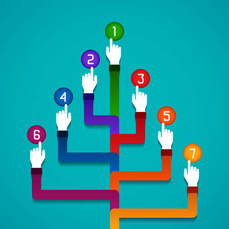 Abstract vector infographic template in flat style for layout workflow scheme, numbered options, chart or diagramのイラスト素材