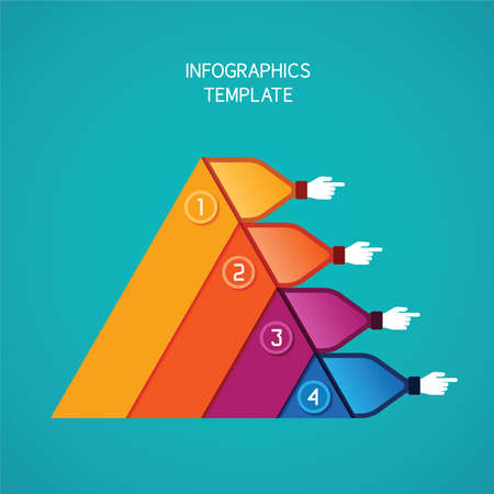 Abstract vector 4 steps infographic template in flat style for layout workflow scheme, numbered options, chart or diagramのイラスト素材