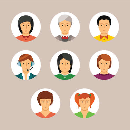 Set of vector avatars and characters in flat styleのイラスト素材