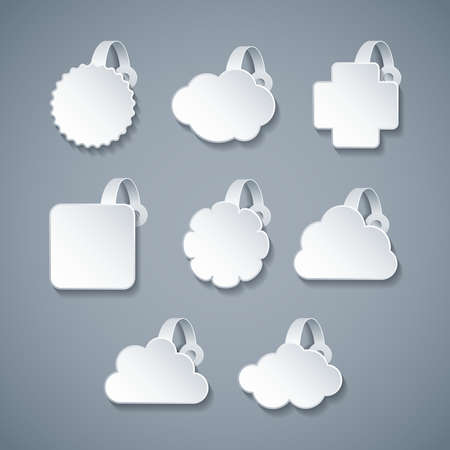 Vector blank white wobbler templates set in 3d styleのイラスト素材