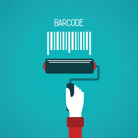 Barcode painting concept in flat styleのイラスト素材