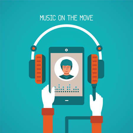 Music on the move concept in flat styleのイラスト素材
