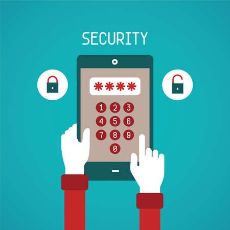 concept of security system for mobile gadget in flat styleのイラスト素材