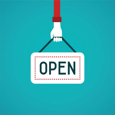 Open sign vector concept in flat styleのイラスト素材