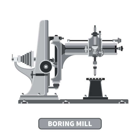 Vector industrial boring mill in flat styleのイラスト素材