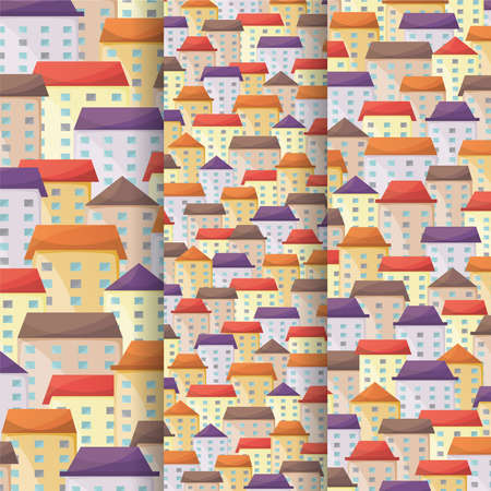 Cityscape vector vertical narrow banners set in flat styleのイラスト素材