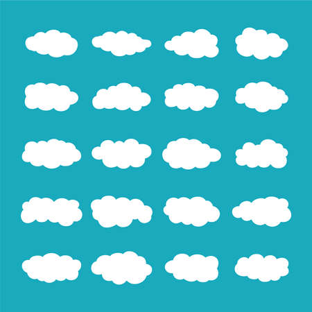 cumulus clouds set in flat styleのイラスト素材