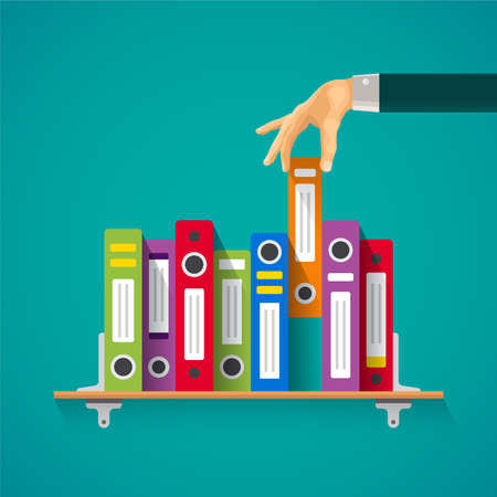 business papers and folders concept in flat styleのイラスト素材