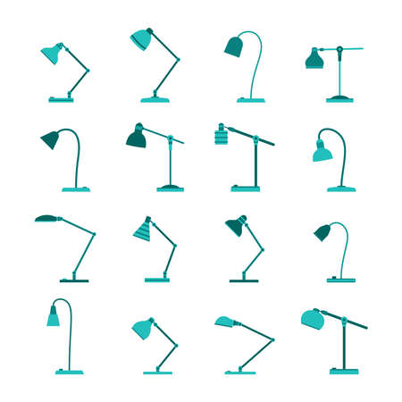 Set of vector office table lamps in flat styleのイラスト素材
