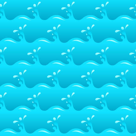 Blue water waves with splashes seamless vector texture or patternのイラスト素材