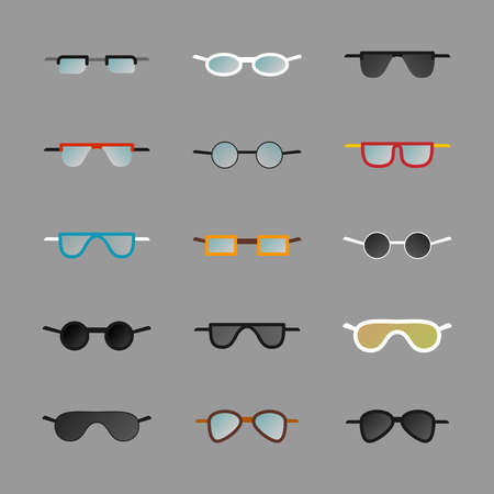 Eye glasses set in flat styleのイラスト素材