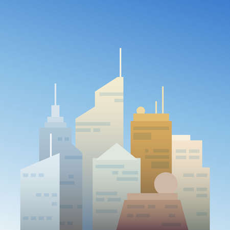 Business city landscape flat styleのイラスト素材