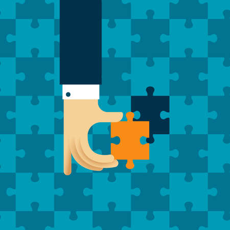 Last detail vector concept with jigsaw puzzle in flat styleのイラスト素材