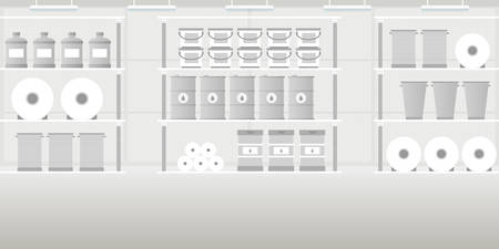 Warehouse hangar interior empty scene in flat style.のイラスト素材