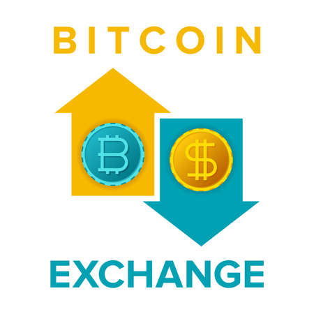 Bitcoin exchange service sign in flat style.のイラスト素材