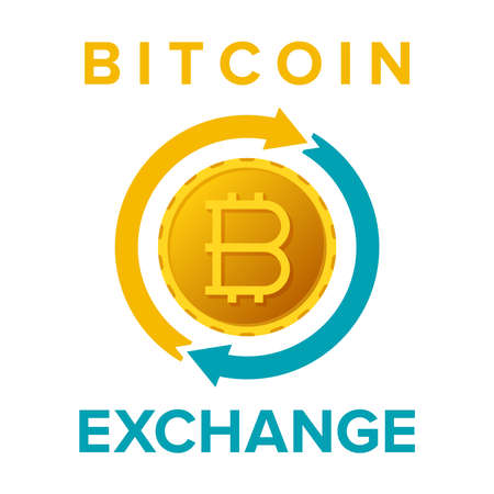 Bitcoin exchange service sign in flat style.のイラスト素材