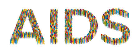 A vector social text concept for aids in flat style.のイラスト素材