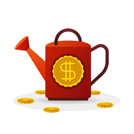 Investment vector concept with watering can in flat styleのイラスト素材