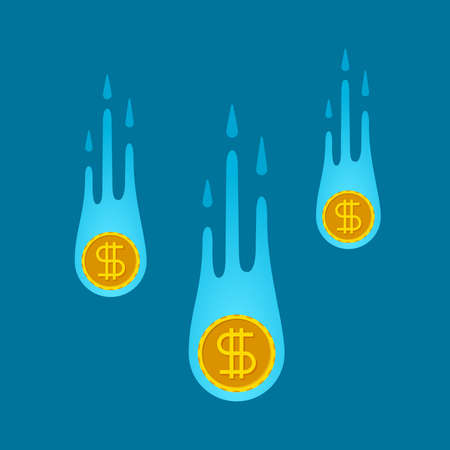 Vector falling coins concept in fla styleのイラスト素材