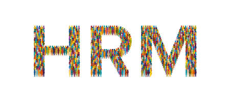 Vector crowd of people in form of HRM text flat styleのイラスト素材