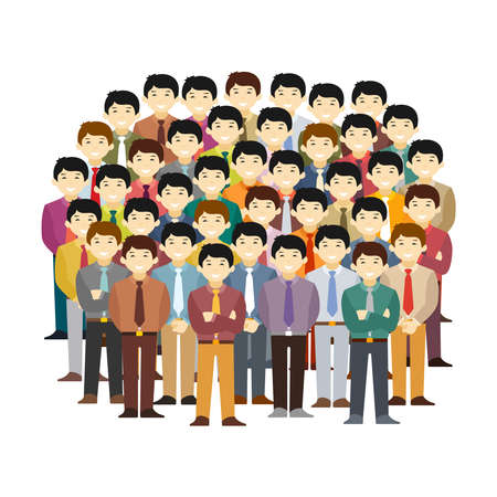 Asian men community vector concept in flat styleのイラスト素材