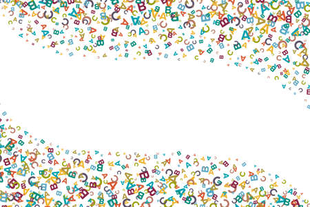 Vector colorful background made from alphabet symbols, letters or characters in flat styleのイラスト素材