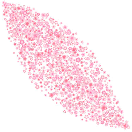 Vector blossom greeting card background with pink cherry or sakura flowers in flat styleのイラスト素材