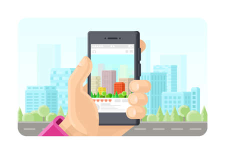Online instant photo phone application vector concept in flat style
