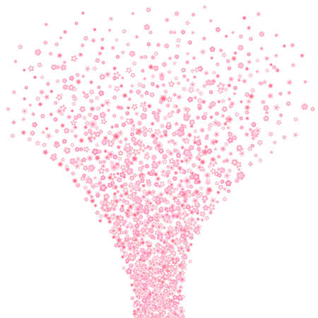 Blossom vector fountain with pink cherry or sakura flowers in flat style.のイラスト素材