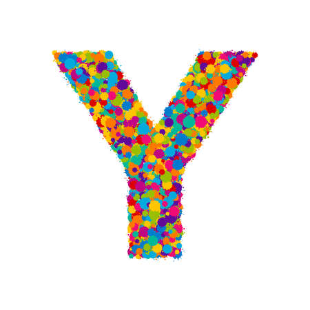 Vector colorful paint splashes font, letter Yのイラスト素材
