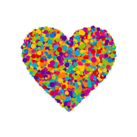 Vector colorful paint splashes font, heart shapeのイラスト素材