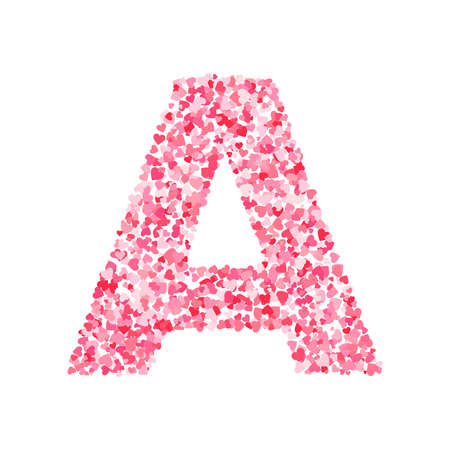 Vector pink & red Valentines Day heartshapes font, letter Aのイラスト素材