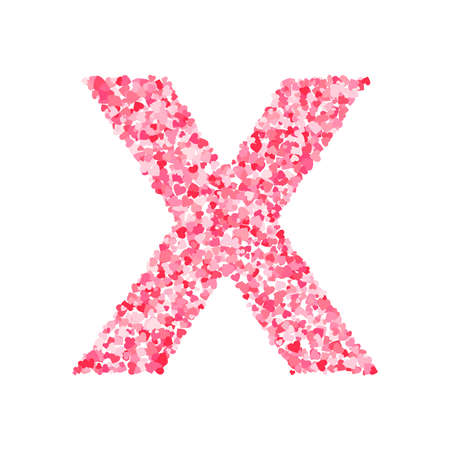 Vector pink & red Valentines Day heartshapes font, letter Xのイラスト素材