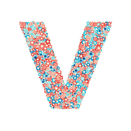 Vector USA national holiday and celebration font, letter Vのイラスト素材