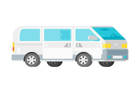 Vector passenger mini van in flat styleのイラスト素材