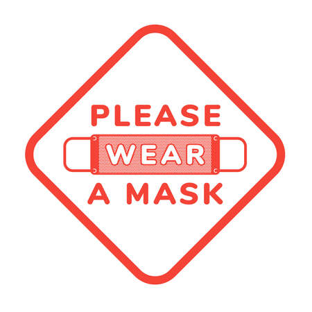 Vector attention sign, please wear face mask, in flat styleのイラスト素材