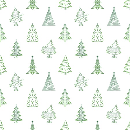 Christmas trees, winter holiday symbols, seamless background. Vectorのイラスト素材