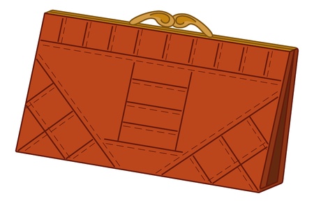 Brown leather purse for money with rectangular texture. のイラスト素材