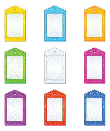 Set of shopping labels, tags with patterns and confetti. Vectorのイラスト素材