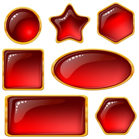 Set of web buttons with gems and golden frames. のイラスト素材