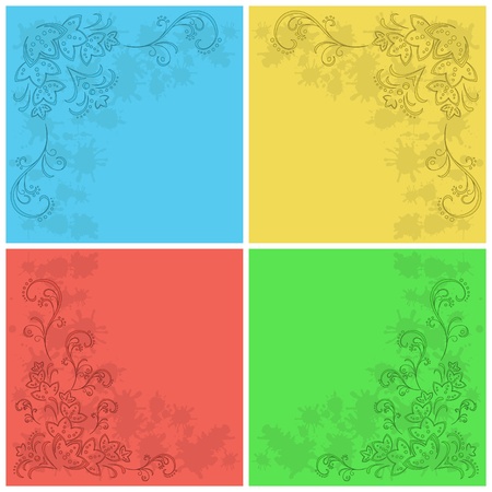 Background abstract floral with symbolical flower pattern, set  Vectorのイラスト素材