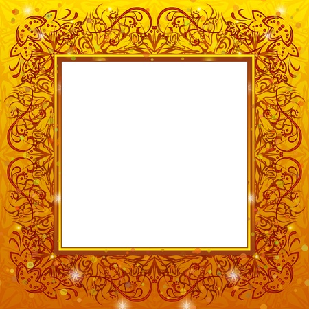 Gold holiday abstract background with empty place and pattern frameのイラスト素材