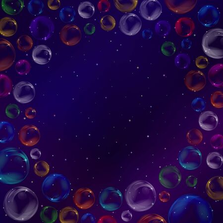 Abstract background with color transparent bubbles on dark.