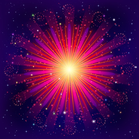 Firework, holiday background of bright colors on black, for web design のイラスト素材