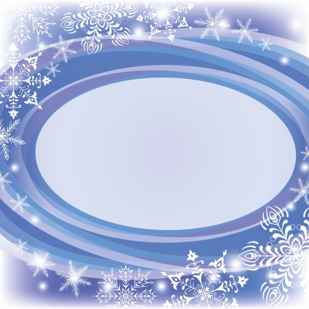 Christmas blue background for holiday design with oval frame and snowflakes  , contains transparencies  のイラスト素材