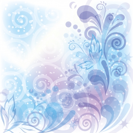 Christmas background for holiday design with abstract floral patterns, helixes and confetti, contains transparenciesのイラスト素材