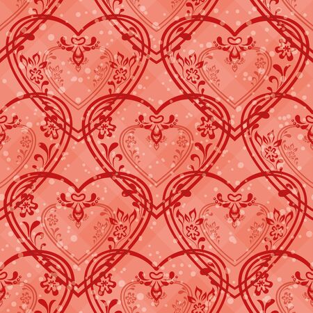 Valentine holiday seamless with pictogram hearts, abstract pink background pattern のイラスト素材